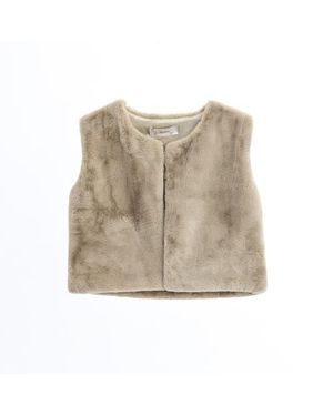 Tulle Allamanda Plush Fur Vest - Natural