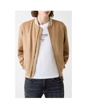 Guess Faux Suede Bomber Jacket - Natural