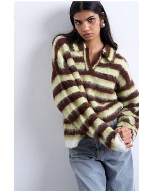 TOPSHOP Fluffy Polo Sweater - Multicolor