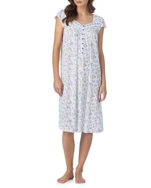 Eileen West Floral Print Cap Sleeve Waltz Nightgown - Multicolor