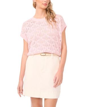 Vince Camuto Pointelle Crewneck Sweater - Pink