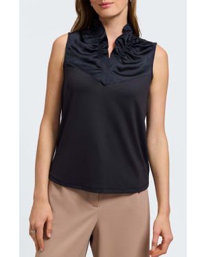Foxcroft Tammy Glow Sleeveless Satin Top - Blue