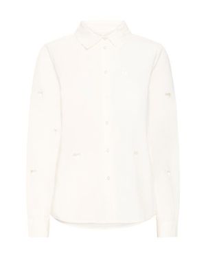 Ichi Ihlovely Heart Cutout Button-Up Top - White