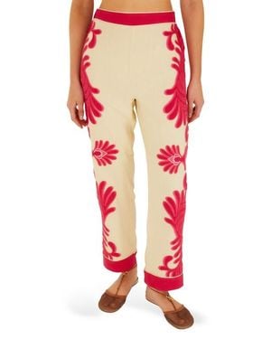 FARM Rio Spring Arabesc Cutwork Pants - Red