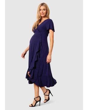 Tiffany Rose Maternity Waterfall Midi Maternity Dress - Blue