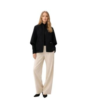 Gobi Cashmere Patch Pocket Cashmere Poncho Jacket - Black