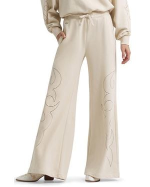 Wrangler X Lainey Wilson Western Graphic Wide Leg Sweatpants - Natural