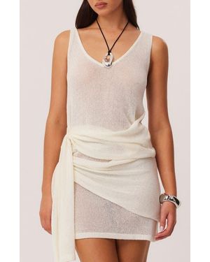SNDY'S Mindy Semi Sheer Side Wrap Tank - White