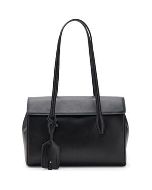 Mango Medium Leather Shoulder Bag With Charm - Black