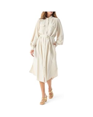 DO by Dee Ocleppo Lunara Belted Long Sleeve Shirtdress - Natural