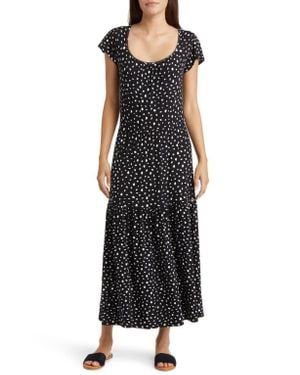 Loveappella Tiered Tie Back Midi Dress - Black