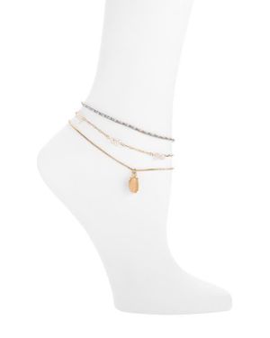 BP. Set Of 3 Assorted Anklets - White