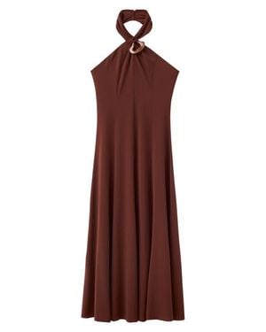 Mango Halter Neck Maxi Dress - Purple