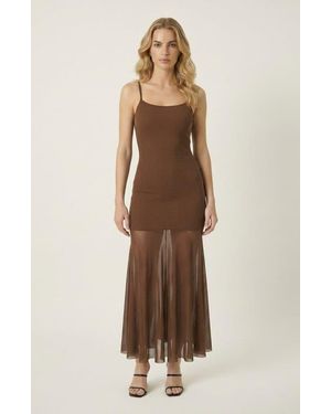 Modenaire Sheer Mesh Maxi Dress - Natural