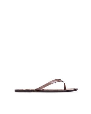 Black Suede Studio Crystal Zebra Flip Flop - White