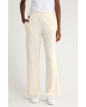Aviator Nation 5-Stripe Wide Leg Sweatpants - Natural