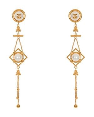 Balmain Brass And Pearl Pendant Earrings - Metallic