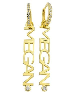 THE SIS KISS Custom Name Huggie Drop Earrings - Metallic