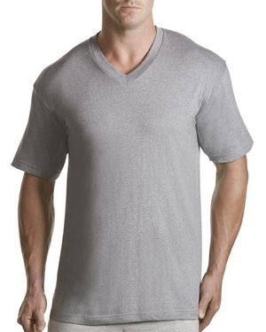 Harbor Bay by DXL Big & Tall 3-Pk. V-Neck T-Shirts - Gray
