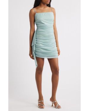 Jump Apparel Glitter Ruched Sleeveless Minidress - Blue