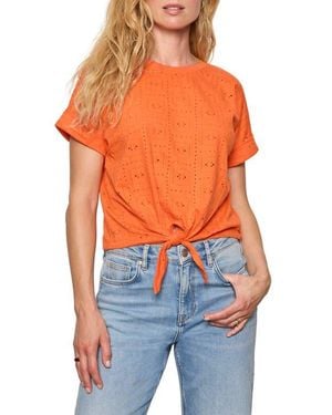 Sanctuary All Day Eyelet Tie Hem T-Shirt - Orange