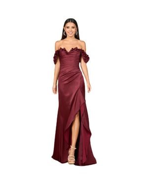 LARA New York Off Shoulder Crepe Gown - Red