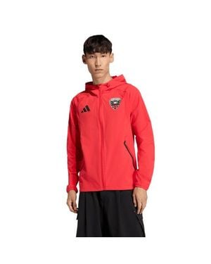 adidas D.C. United Tiro Travel Full-Zip Hooded Windbreaker - Red