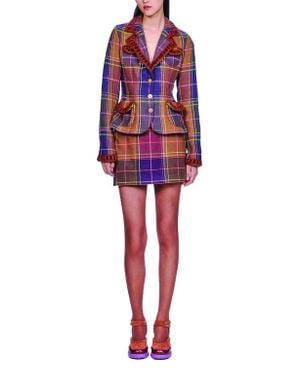 Anna Sui Caramel And Plaid Ribbon Jacket - Red
