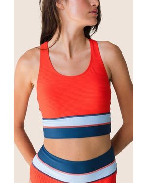 Nanis Cut Back Crop Swim Top - Red