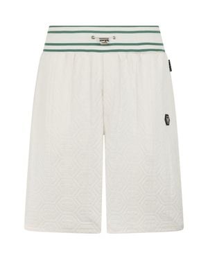 Philipp Plein Tracksuit Shorts Jacquard Monogram - White