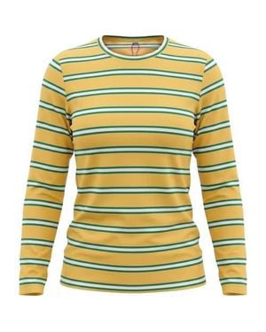 46227 Striped Flatlock Stitch Long Sleeve Tee - Yellow