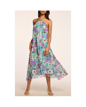 Ramy Brook Harley Floral Print Silk Halter Dress - Blue
