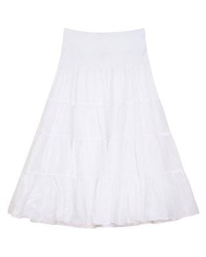 Red Myth Tiered Gauze Rib Elastic Waistband Midi Skirt - White