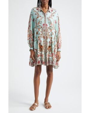 Camilla Long Sleeve Silk Shirtdress - Multicolor