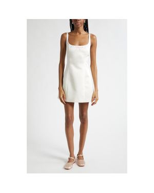 Sandy Liang Perla Bow & Rhinestone Minidress - White