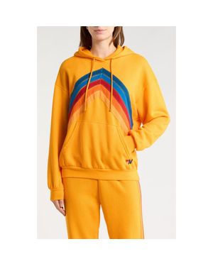 Aviator Nation Mountain Stitch Chevron Hoodie - Orange