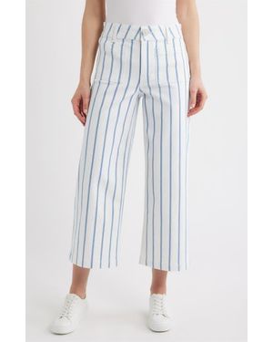 City Blues Stripe Crop Wide Leg Pants - Multicolor