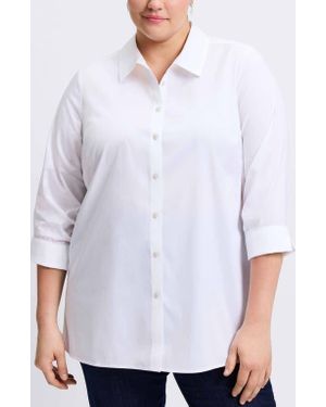 Foxcroft Evelyn Non-Iron Three-Quarter Sleeve Button-Up Shirt - White
