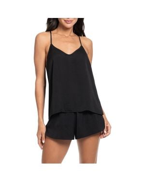 MIDNIGHT BAKERY Hammered Satin Camisole & Tap Shorts Pajamas - Black