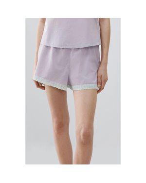 Mango Cotton Pajama Shorts - Purple