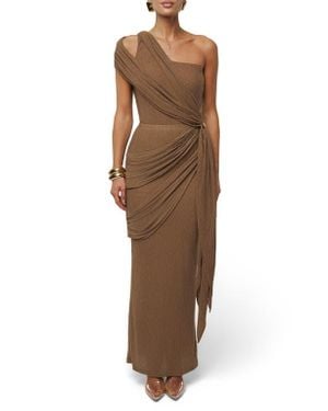 JLUXLABEL Lovina Drape One Shoulder Bodysuit - Brown