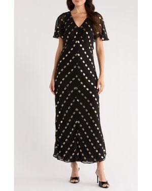 Halogen® Metallic Dot Tie Back Maxi Dress - Black
