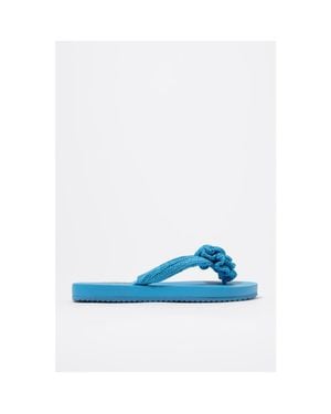 Bimba Y Lola Crochet Flower Flip-Flop - Blue