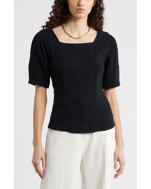 Nordstrom Texture Square Neck Top - Black