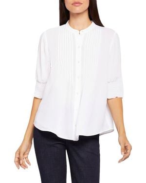 NYDJ Pleated Peasant Blouse - White