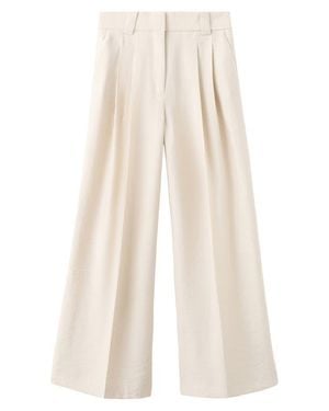Mango Wide Leg Lyocell Blend Pants - Natural
