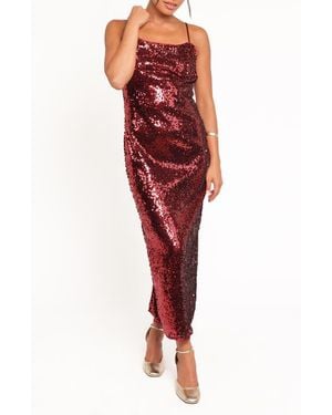 Petal & Pup Karley Sequin Maxi Dress - Red