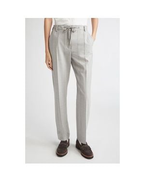 Eleventy Stripe Stretch Wool Flannel Narrow Leg Pants - Gray