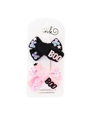 Sweet Wink Boo Bows Halloween Clip Set - Black