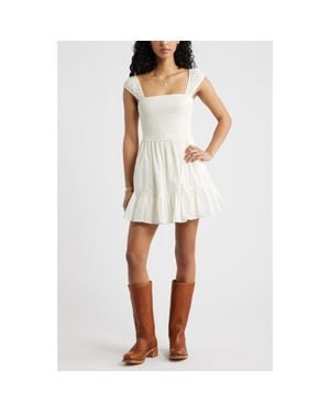 BP. Cap Sleeve Cotton Minidress - White